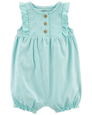 NEW BABY GIRLS CARTERS ONE PIECE ROMPER GREEN ORANGE OR BLUE MANY SIZES 